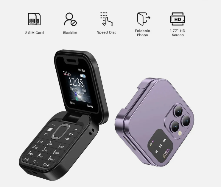Nemojo 16Pro Mini Flip Mobile Phone 2G SIM Card Small Display Foldable Cell Phone