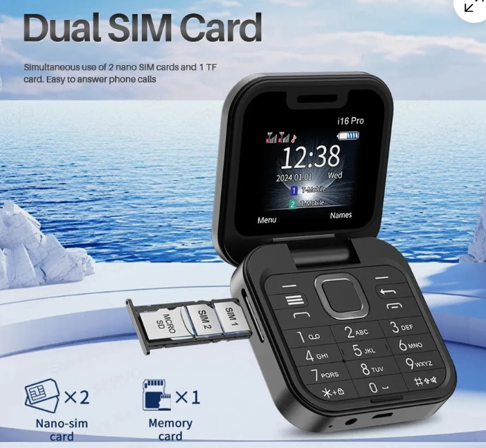 Nemojo 16Pro Mini Flip Mobile Phone 2G SIM Card Small Display Foldable Cell Phone