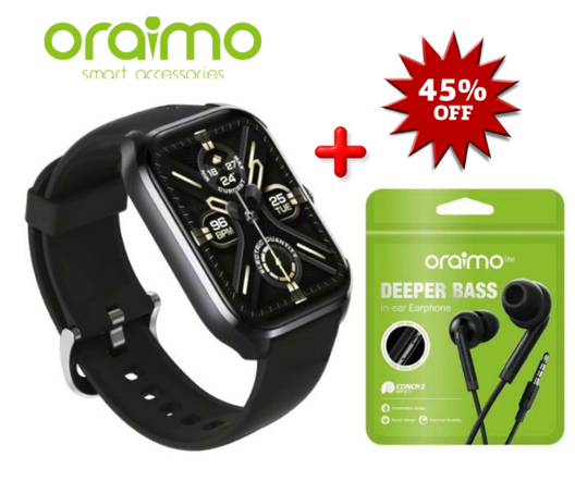 SPECIAL OFFER! Oraimo Watch 5 Lite 2.01" HD Screen Bluetooth Call and Message Reminder Waterproof Sports Smart Watch