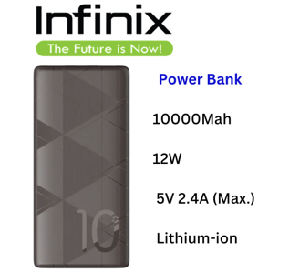 Infinix XP10 Powerbank 10000 mAh 12W charging TYPE IN and OUT Portable Power Bank