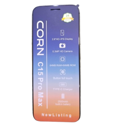New CORN C15 PRO MAX Full Button Touch, TYPE C Charger 64MB RAM + 64GB  ROM 2.8 HD Screen 2500mAh Built-in Battery  Feature Phones