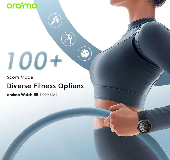 oraimo Watch 5R 1.43'' Amoled IP68 Smart Watch Wireless HD Calling AI-Generated Watch Faces Oraimo Smartwatch