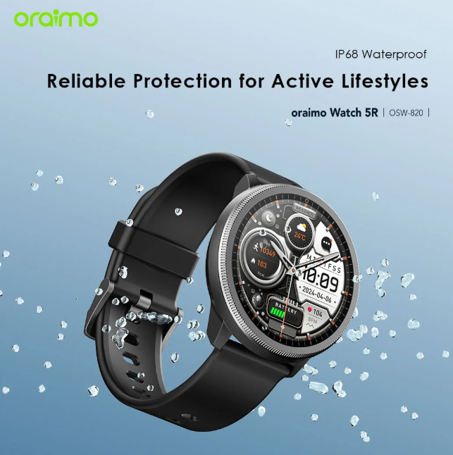 oraimo Watch 5R 1.43'' Amoled IP68 Smart Watch Wireless HD Calling AI-Generated Watch Faces Oraimo Smartwatch