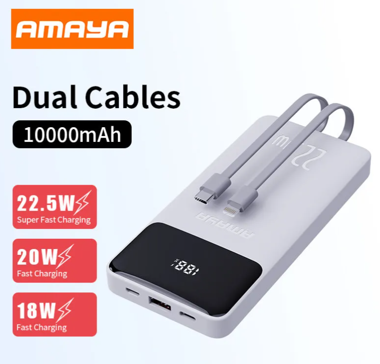 Amaya APW-12 power bank 10000mAh 22.5W super fast charging with 2 lines Powerbank