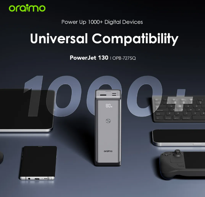 oraimo PowerJet 130 27600mAh 130W  Power Laptop & Phone at Once Power Bank Powerbank