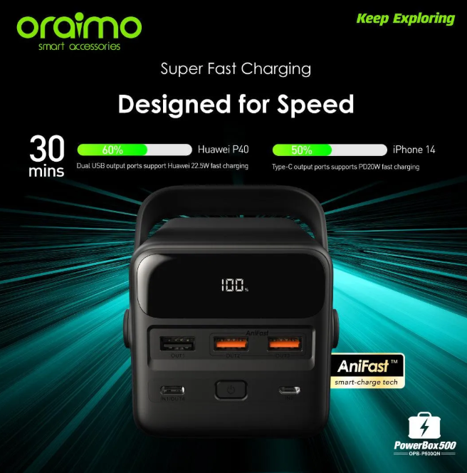 oraimo PowerBox 500 50000mAh 22.5W Type-C (IN/OUT) Power Bank