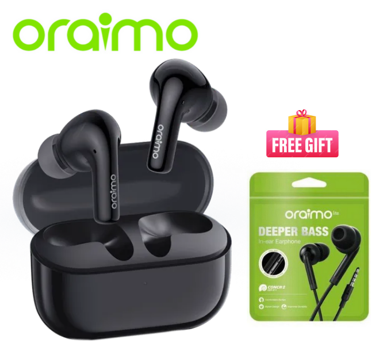 oraimo SpaceBuds Z ANC True Wireless Bluetooth Earphones with Spatial Audio + free Oraimo Wired Earphones
