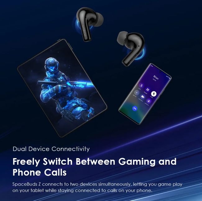 oraimo SpaceBuds Z ANC True Wireless Bluetooth Earphones with Spatial Audio + free Oraimo Wired Earphones