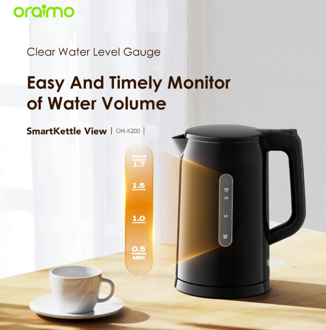 oraimo SmartKettle View 1.7L 304 Stainless Steel Electric Kettle + Free Thermo-flask