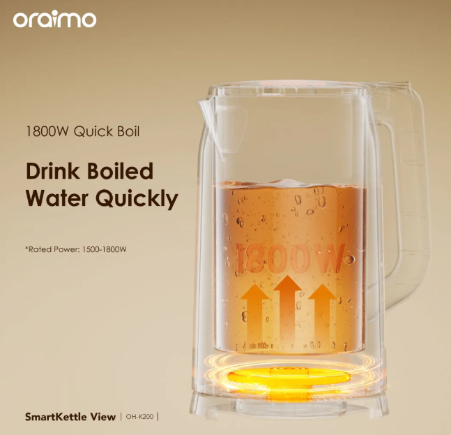 oraimo SmartKettle View 1.7L 304 Stainless Steel Electric Kettle + Free Thermo-flask