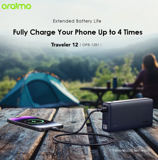 Oraimo Traveler 12 20000mAh 12W Smart Fast Charging Power Bank Type-C (IN/OUT) Universal Compatibility Powerbank + oraimo Earphones