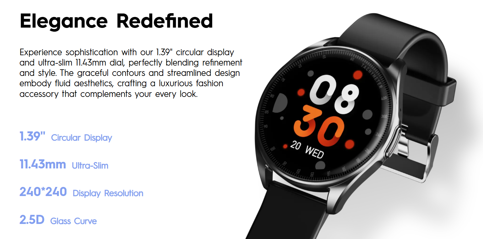 TECNO Watch 3 Smart Watch Clear Bluetooth Calls IP68 Water Protection Heart Rate Monitoring, Blood Oxygen Monitoring, Sleep Tracking, Smartwatch