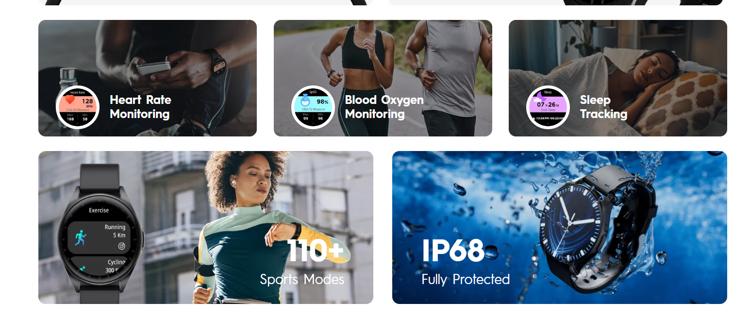 TECNO Watch 3 Smart Watch Clear Bluetooth Calls IP68 Water Protection Heart Rate Monitoring, Blood Oxygen Monitoring, Sleep Tracking, Smartwatch
