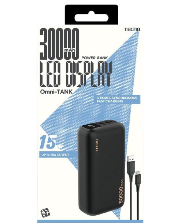 Tecno 3 Way High-Speed Charging 30000 mAh Multi-Protection Power Bank