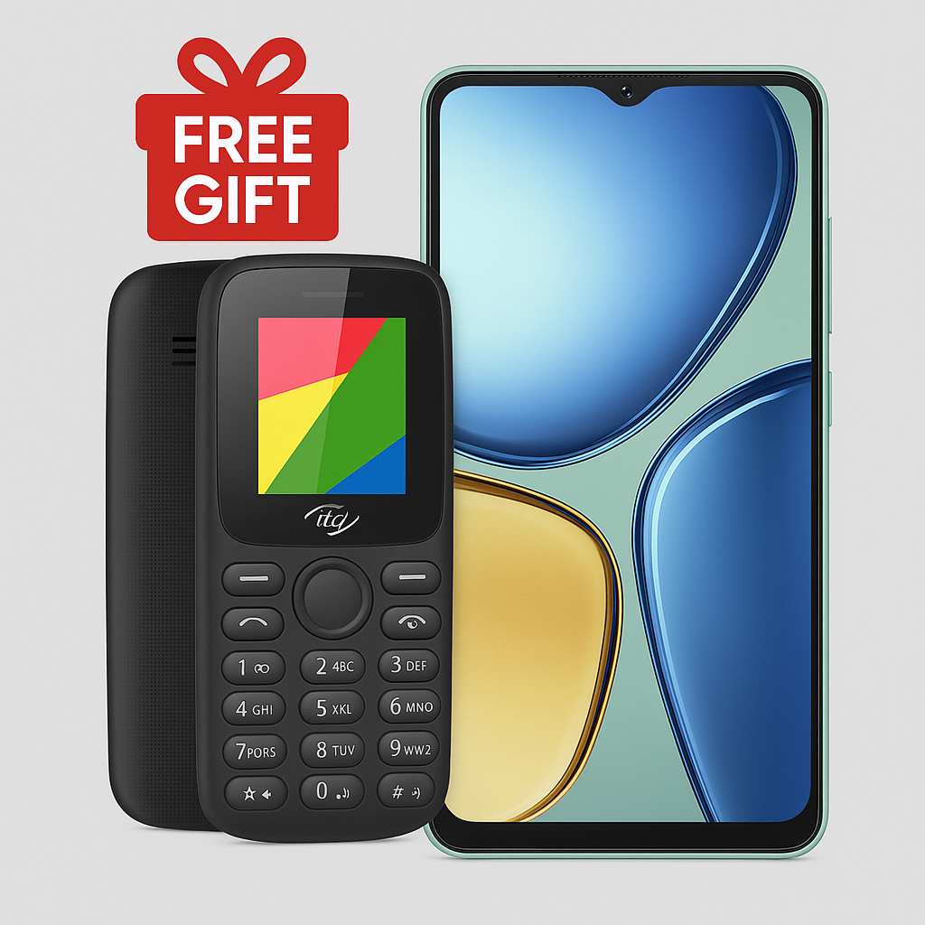 NEW ITEL A90 128GB ROM 12GB(4+8)GB RAM 6.6” Display, supports up to 90Hz 5000mAh Type-C Dual SIM 4G Android™ 14 Smart Phone + itel Feature Phone