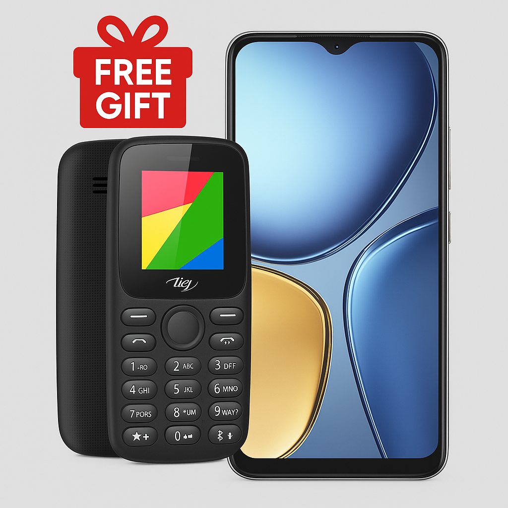 NEW ITEL A90 128GB ROM 12GB(4+8)GB RAM 6.6” Display, supports up to 90Hz 5000mAh Type-C Dual SIM 4G Android™ 14 Smart Phone + itel Feature Phone