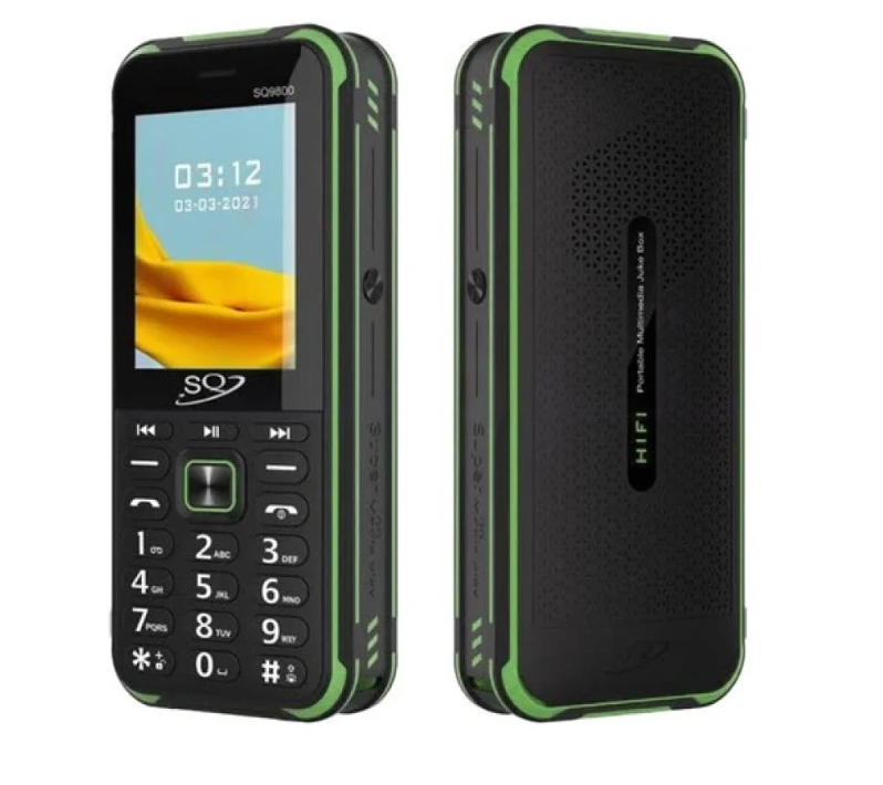 SQ9800 Rugged Phone: Dual SIM, Powerful Bluetooth Speaker, Power Bank, Magic Voice, VGA Camera, 20,000 mAh Battery, LED Flashlight, FM Radio Featured Cell Phones