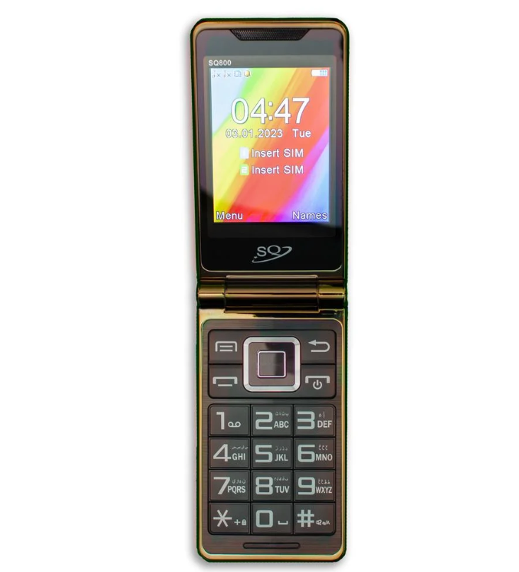 SQ800 Dual Display Phone ( 2.8-inch screen and a secondary 2.4-inch screen), Dual SIM,  2500mAh battery Long Battery Life Sleek and Foldable Design  Featured  Cell Phones