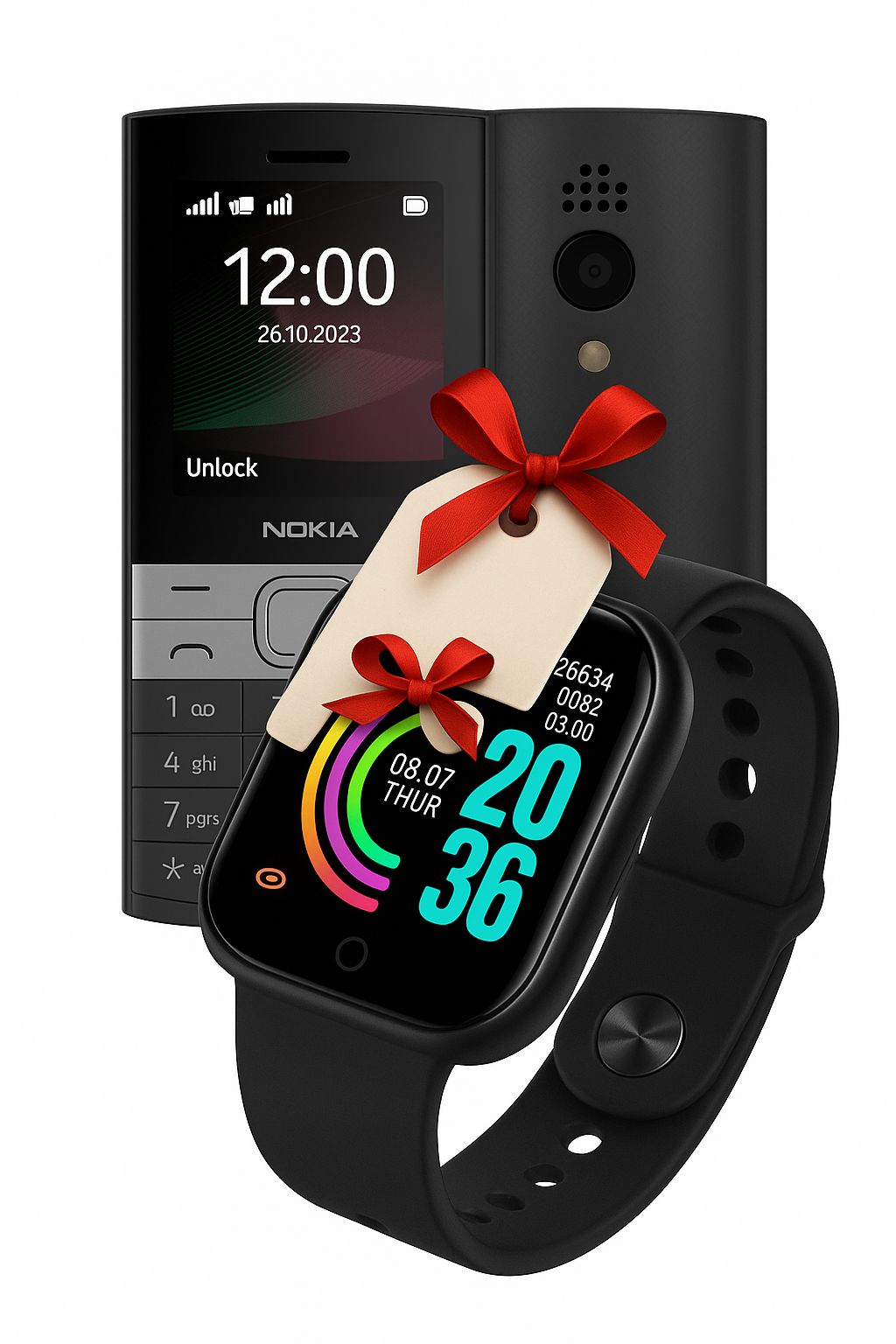 Original Nokia 150 (2023) 0.3MP FM radio 2.4" Dual SIM Mobile Featured Phone + Smart Watch