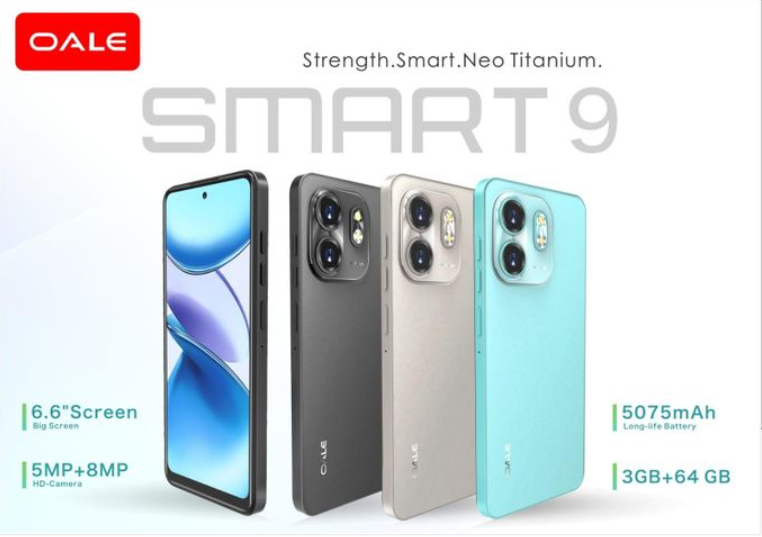 Oale Smart 9 - 6.6" 64GB ROM 3GB RAM 8MP 5075 mAh, non-removable Battery Dual SIM 3G Android Smart Phones