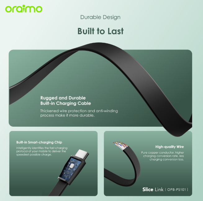 Oraimo Slice Link 10000mAh 12W   Widely Compatible Power Bank