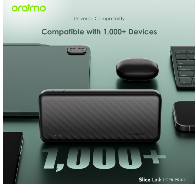 Oraimo Slice Link 10000mAh 12W   Widely Compatible Power Bank
