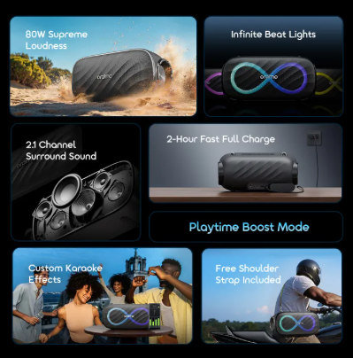 oraimo SpaceBox Pro 80W Supreme Loudness OBS-682 Portable Wireless Bluetooth Speaker