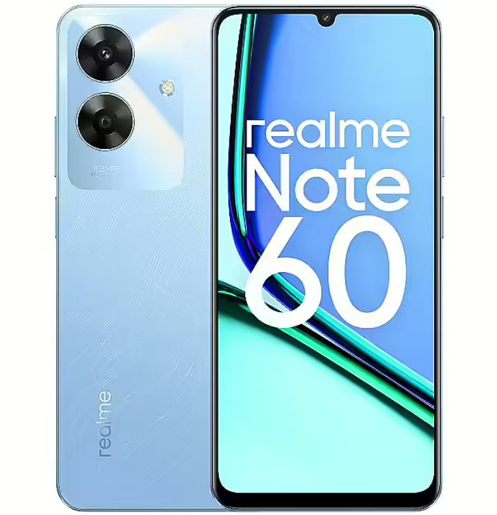 NEW ARRIVALS!! Realme Note 60 - 6.74 Inch IPS LCD Display, 4+128GB RAM- Expandable Upto 8GB(4+4) RAM, 5000mAh, Android 14, Fingerprint (side-mounted), 32MP Rear & 5MP Front Camera, 10W Fast Charging