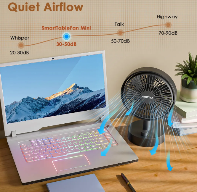 oraimo SmartTableFan 5W Up to 7 Hours Run Time Table Fan