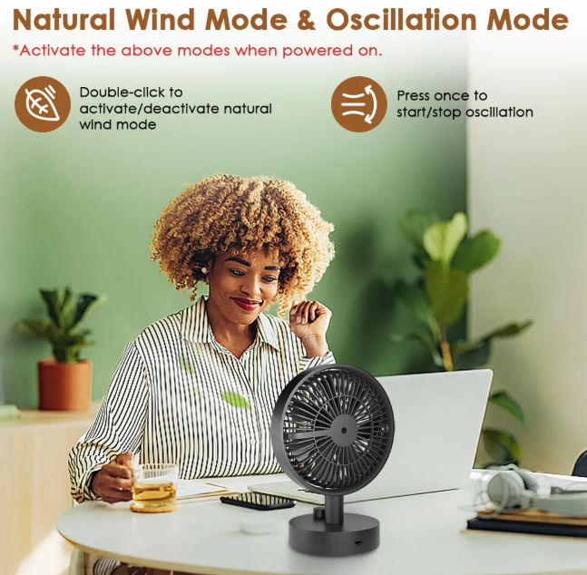 oraimo SmartTableFan 5W Up to 7 Hours Run Time Table Fan