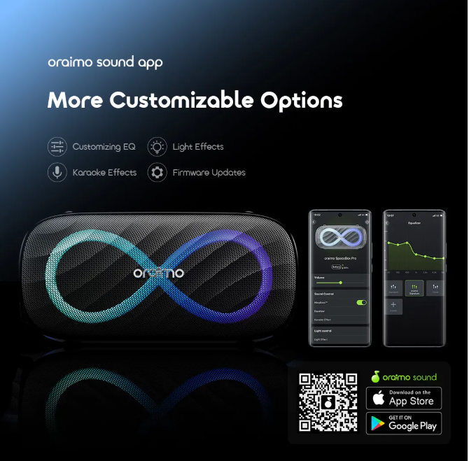 oraimo SpaceBox Pro 80W Karaoke-Support Wireless Speaker + Free Shoulder Strap Included