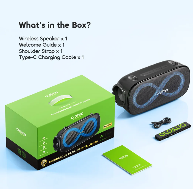 oraimo SpaceBox Pro 80W Karaoke-Support Wireless Speaker + Free Shoulder Strap Included