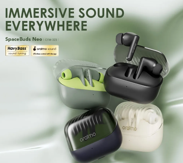 oraimo SpaceBuds Neo True Wireless Spatial Earbuds Noise Reduction in Call Sound360 Spatial Audio  Bluetooth Earphones
