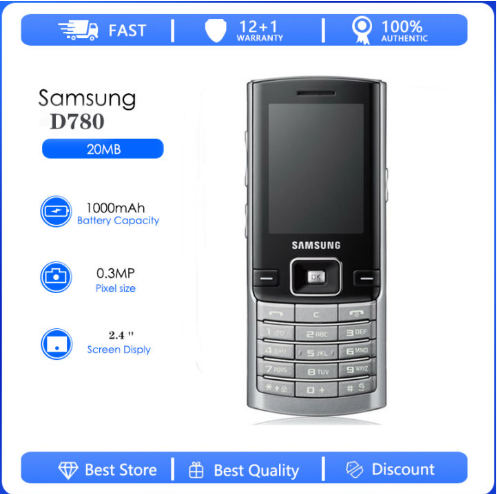 GSM Feature Phone for SAMSUNG D780 Cellphone keypad 2G mobile phone wholesale price