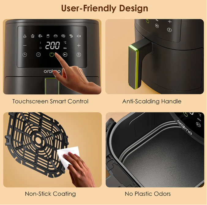 oraimo SmartAirFryer 2 3.5L 1500W Touch Control Air Fryer Smart Touch Control 8-in-1 Functionality