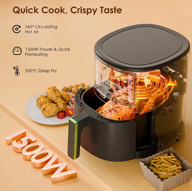 oraimo SmartAirFryer 2 3.5L 1500W Touch Control Air Fryer Smart Touch Control 8-in-1 Functionality