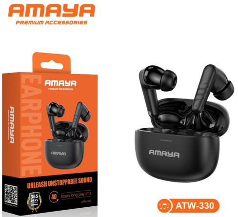 Amaya Atw-330 40Hrs Long Play Time Powerful Bluetooth Earbuds/ Earpods