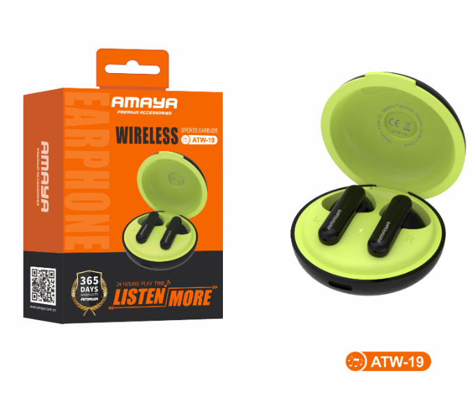 AMAYA ATW-19 Wireless Earbuds That Enhance sound clarity and audio depth, 28hr Play Time, Bluetooth V5.4 Earphones