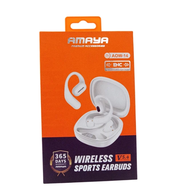 Amaya AOW-14 AI Translation Earbuds True Wireless Ear-hook Earbuds Immersive Sound, Long Battery Life, Water Resistance Bluetooth Earphones