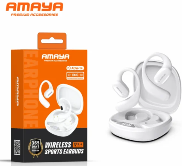 Amaya AOW-14 AI Translation Earbuds True Wireless Ear-hook Earbuds Immersive Sound, Long Battery Life, Water Resistance Bluetooth Earphones
