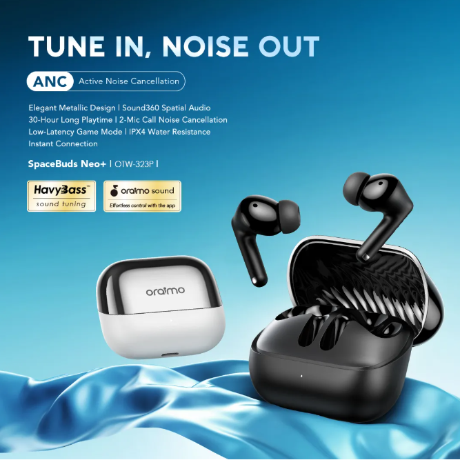 oraimo SpaceBuds Neo+ ANC Spatial Audio True Wireless Earphones Sound360 Spatial Audio Bluetooth Earphones