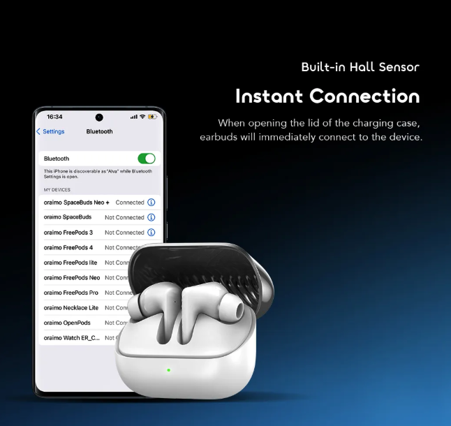 oraimo SpaceBuds Neo+ ANC Spatial Audio True Wireless Earphones Sound360 Spatial Audio Bluetooth Earphones
