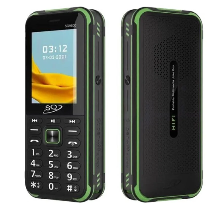 SQ9800 Rugged Phone:20,000mAh  Dual SIM, Powerful Bluetooth Speaker, Power Bank, Magic Voice, VGA Camera, 5980mAh Battery, LED Flashlight, FM Radio  Featured Phones