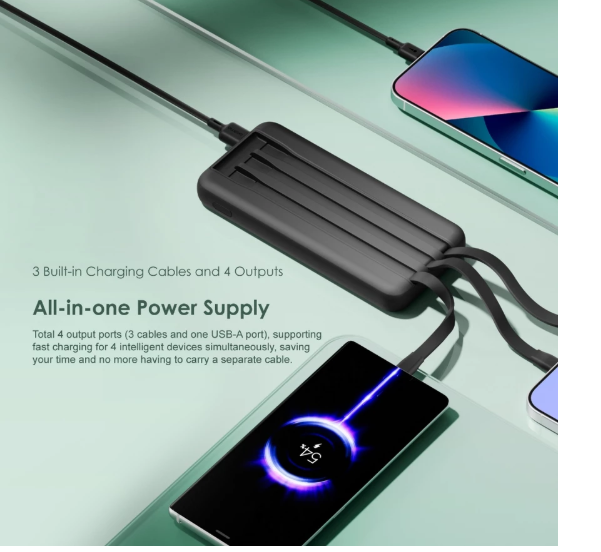 OFFER! Oraimo OPB-P5101 10000mAh Powerbank Fast Charging 2 Outputs with Built-in Charging Cable Power Banks