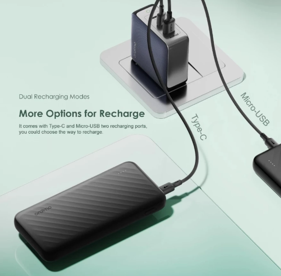 OFFER! Oraimo OPB-P5101 10000mAh Powerbank Fast Charging 2 Outputs with Built-in Charging Cable Power Banks