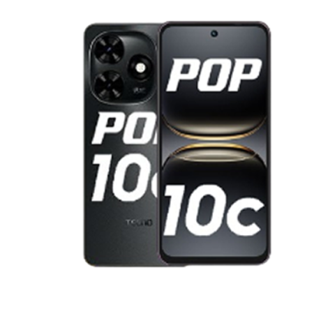 TECNO Pop 10C 64GB Storage upto 4(2+2)GB RAM 6.6" HD+90Hz Refresh 13MP+8MP 5000mAH Super Battery 18W Type-C Fast Charge Dual 4G Network Side Fingerprint Smart Phone