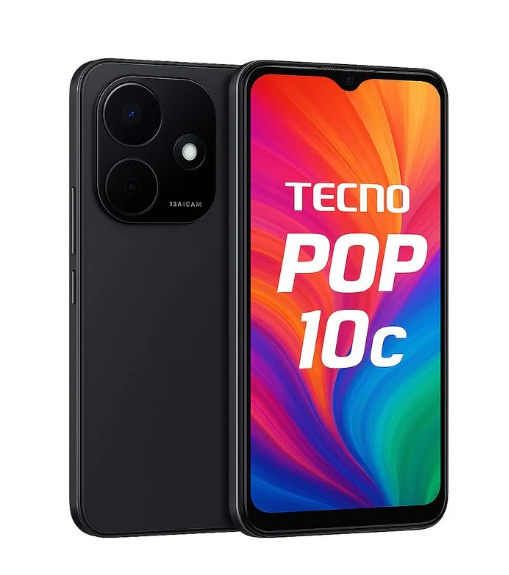 TECNO Pop 10C 64GB Storage upto 4(2+2)GB RAM 6.6" HD+90Hz Refresh 13MP+8MP 5000mAH Super Battery 18W Type-C Fast Charge Dual 4G Network Side Fingerprint Smart Phone