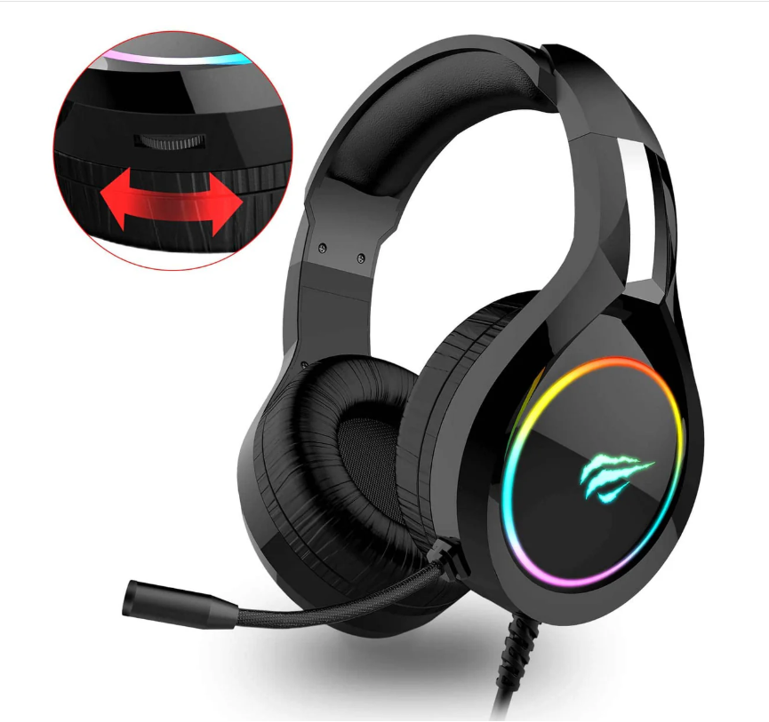 HAVIT H2232D RGB Gaming Headset  for PC / PS 4 / XBOX / Phone / Tablet with 360° Adjustable Noiseless Microphone
