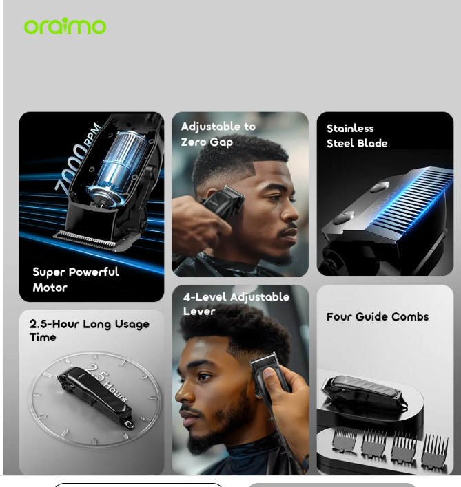 oraimo EasyCut Super Powerful Adjustable Hair Clipper Shaving Machine
