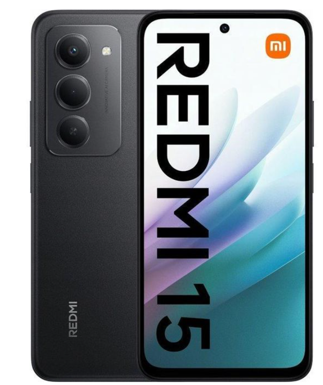 XIAOMI Redmi 15 4G, 6GB RAM + 128GB, 7000mAh, Black (2YRs WRTY) Smart Phones + free powerbank